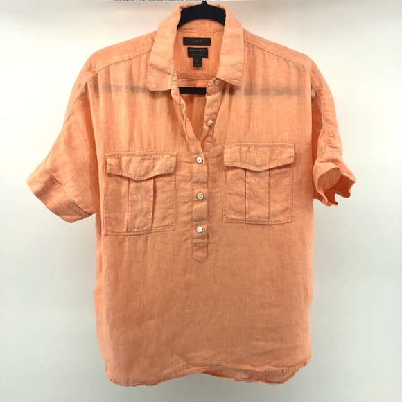 J. Crew Tops - 🦋 J. Crew Baird McNutt Irish Linen Orange Popover